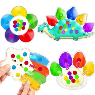 4PC Color Sorting Sensory Toys for Toddler, Easter Basket Stuffer for Toddler Roadtrip Travel Activities Dementia Fidgets for Elderly Classroom Preschool Kid 2 3 4 Year Old Boy Girl Valentine Gift