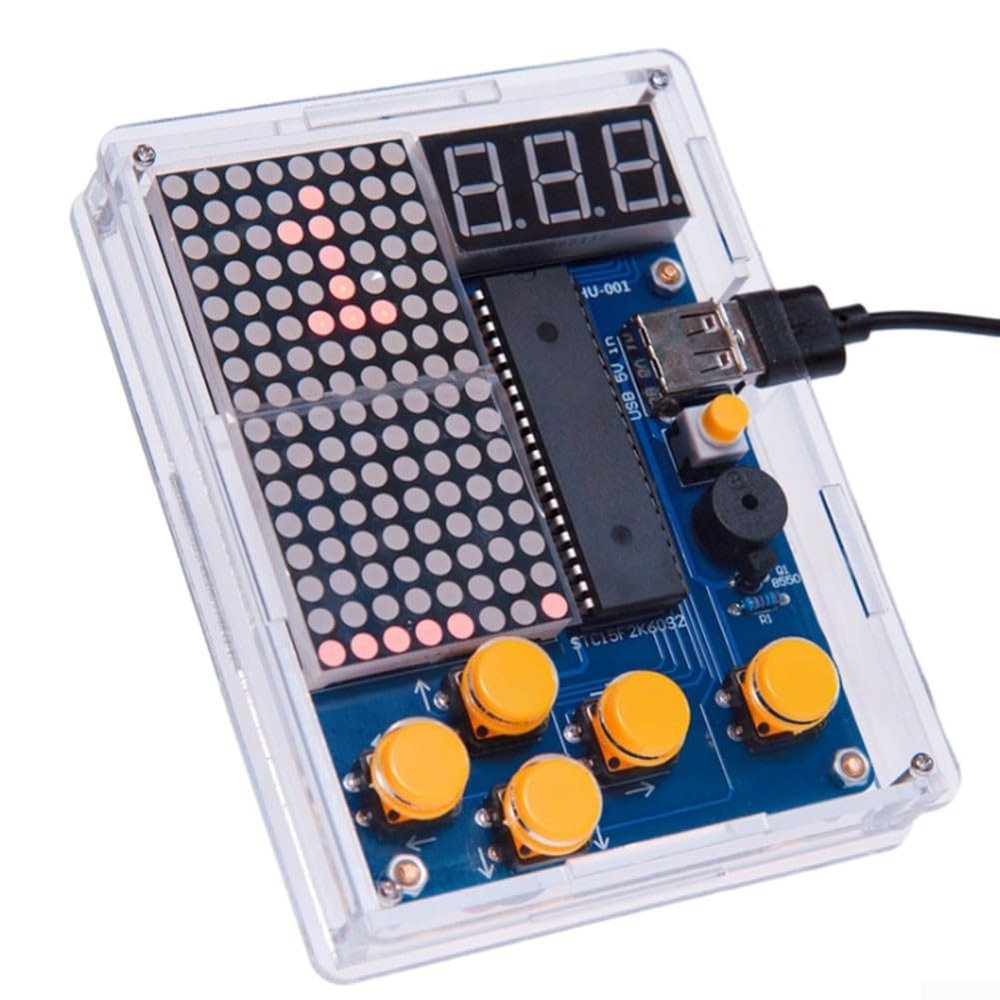 HanOaki DIY Retro Game Console Kit 51 Microcontroller Electronics Pixel Gaming Console Learn Programming Creative Coding Kit for Kids Teens Adults(A)