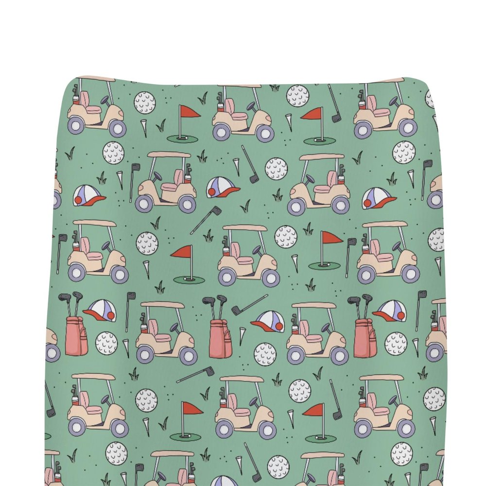 Green Golf Changing Pad Covers for Baby Girls Boys Sports Golfing Fitted Changing Table Cover Mats Golfer Clubs Bag Balls Soft Diaper Change Table Sheets for 32''16'' Contoured Pad Golf Lovers Gift