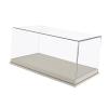 1/24 Scale Diecast Car Display Case with Clear PVC Cover, Wooden Base and PU Leather, 11.02x6.30x5.12 inch Display Stand for Model Car Collection- White view 1