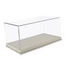 1/24 Scale Diecast Car Display Case with Clear PVC Cover, Wooden Base and PU Leather, 11.02x6.30x5.12 inch Display Stand for Model Car Collection- White view 3