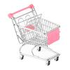 Mini Shopping Cart Basket for Kids, Metal Handcart Toy with Rolling Wheels, Supermarket Pretend Play Toy, Desk Organizer Storage Basket, 5.31x3.54x4.92 inches- view 1