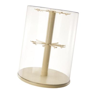 360 Rotating Figure Display Case with Dustproof Cover, Transparent Collectible Showcase for Mini Toys Dolls Charms Necklaces, 14.17x14.17x18.50inch- Two Layer