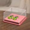 1:64 Scale Toy Cars Display Box with PU Leather Base, Clear Acrylic Lid Dustproof Showcase for Vehicle Model Organizer Space Saving- Dark Red view 2
