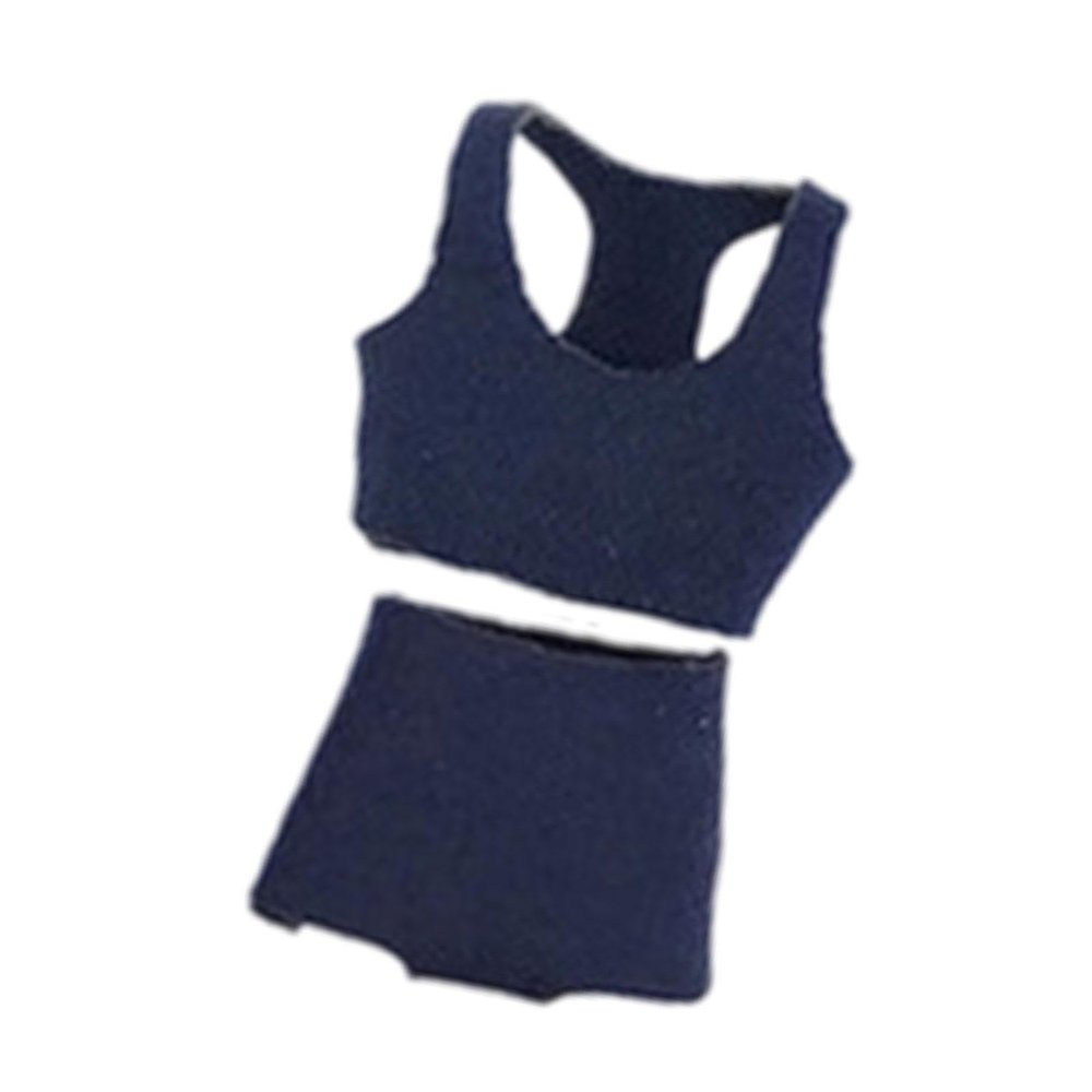 1/12 Scale Sports Vest Shorts Set Doll Clothes Miniature Tank Top and Shorts Outfit for Female Action Figures- Navy