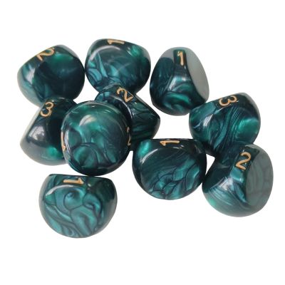 10Pcs Acrylic Dice Set for Table Games Board Games Party Games with Easy Read Numbers 0.79inch x 0.63inch- Green