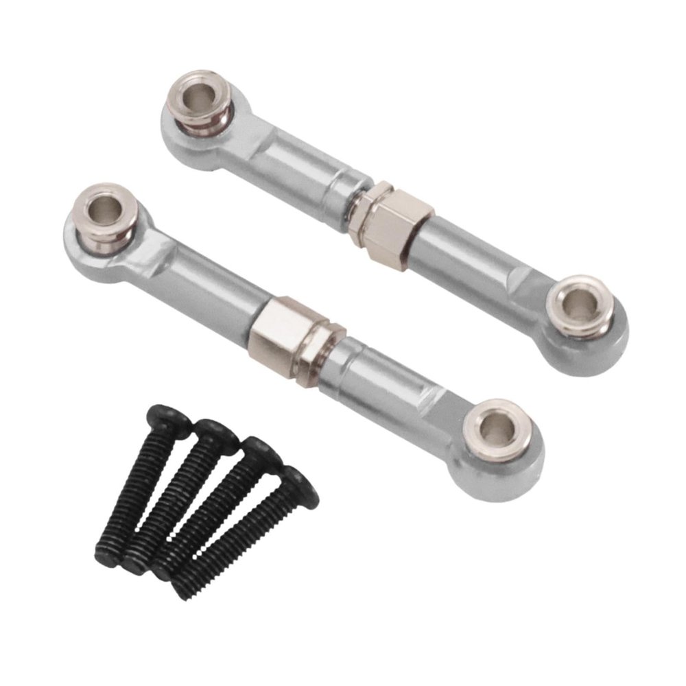 2X 1/14 RC Steering Linkage Aluminum Alloy Adjustable Tie Rods for 14211 Model RC Hobby Car Parts- Silver