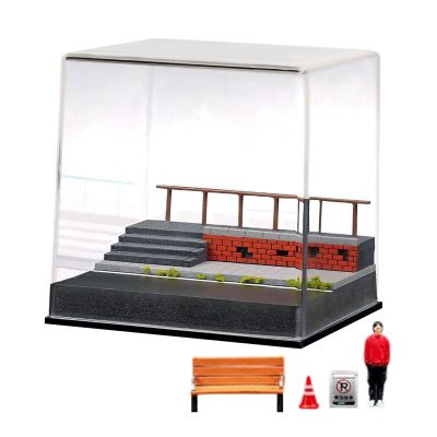 1:64 Scale Diecast Vehicle Model Display Case with Dustproof Cover and Figures for Tiny Sports Cars
