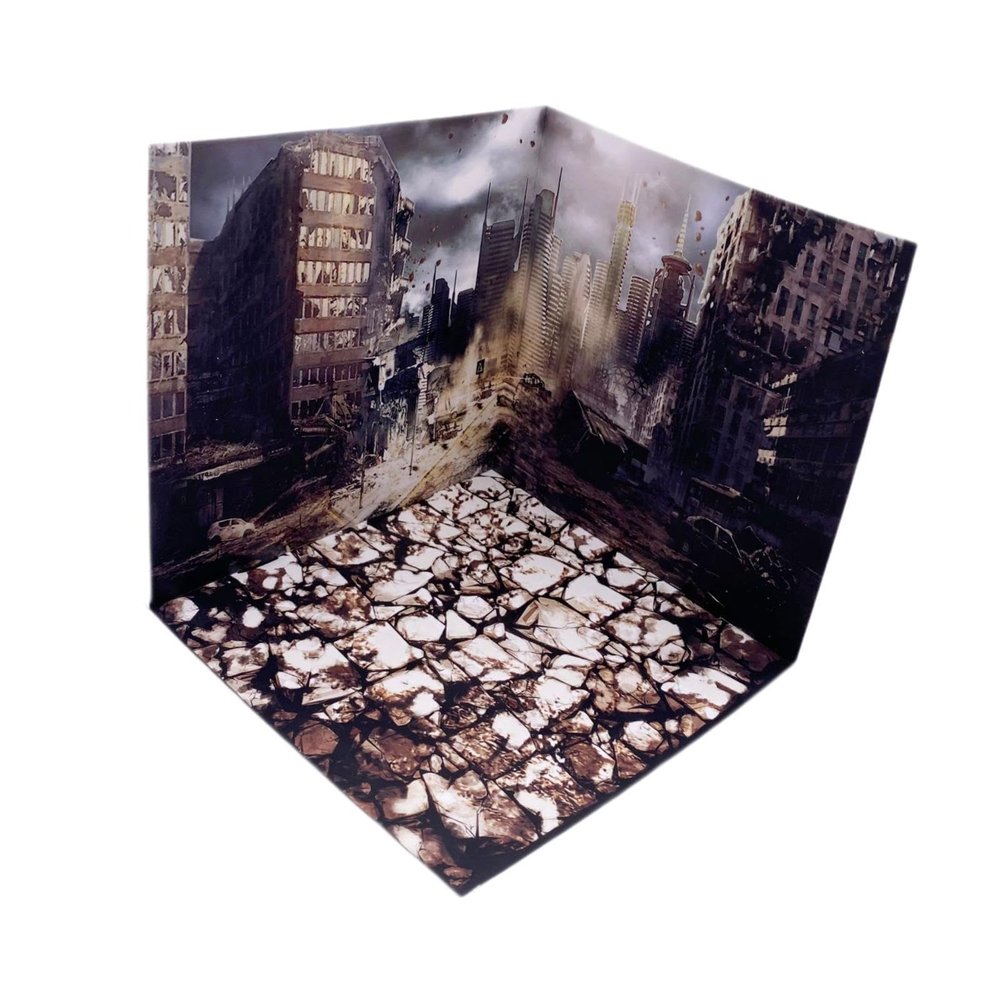 1:6 Scale Backdrop Scene Layout Display Case for Action Figures and Vehicle Models, 11.81x11.81 Inch Simulation Background- Ruins