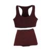 1/12 Scale Sports Vest Shorts Set Doll Clothes Miniature Tank Top and Shorts Outfit for Female Action Figures- Dark Red view 3