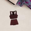 1/12 Scale Sports Vest Shorts Set Doll Clothes Miniature Tank Top and Shorts Outfit for Female Action Figures- Dark Red view 4