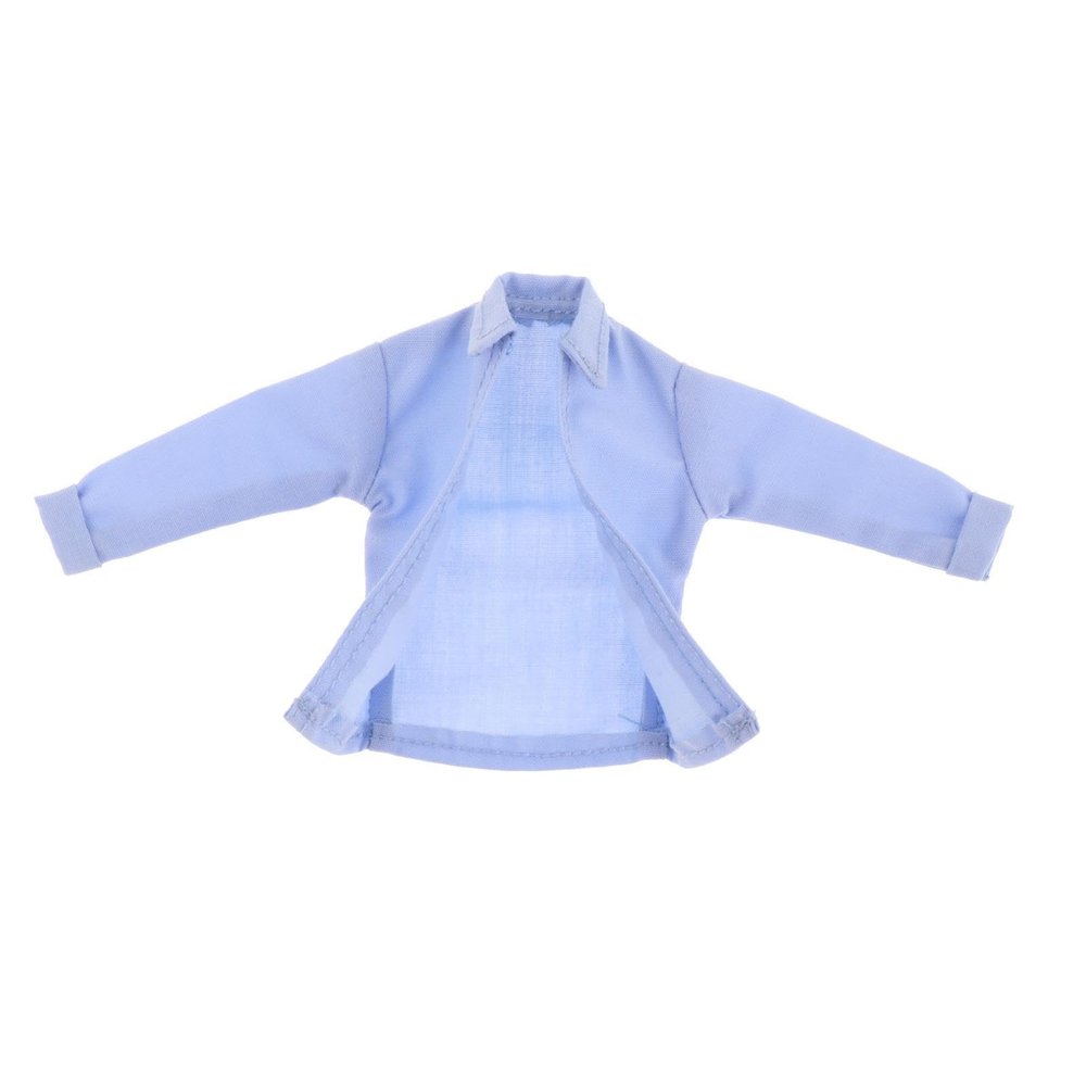 1:12 Scale Action Figure Trench Coat Outfit Male Doll Shirt Dress for 6 Inch Figures- Blue