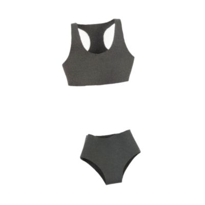 1/6 Scale Female Action Figure Underwear Set Swimsuit Top and Bottom 12 Inch BJD Doll Clothing Miniature Outfit- Gray