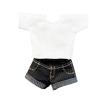 1/12 Scale Casual Wear Set with Jean Shorts and Top for 6 Inch Female Dolls Action Figure Clothing- Black Pants view 1