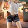 1/12 Scale Casual Wear Set with Jean Shorts and Top for 6 Inch Female Dolls Action Figure Clothing- Black Pants view 2