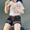 1/12 Scale Casual Wear Set with Jean Shorts and Top for 6 Inch Female Dolls Action Figure Clothing- Black Pants view 3