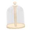 360 Rotating Figure Display Case with Dustproof Cover, Hanging Doll Stand for Keychain Figures, Mini Toys, and Collectibles, 7.28x7.28x10.24 inch- Beige view 1