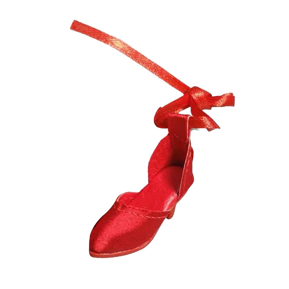 1:6 Scale Doll High Heeled Sandals with Ankle Tie Lace Up Design Realistic Fashion Footwear for Action Figures- Red