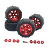 4 Pack RC Car Wheels and Tires for Crawler Vehicles 3.37x1.67 Inch Off-Road Tires with 8 Connectors Universal 1/12 1/14 1/16 1/18 Scale- Red view 1