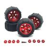 4 Pack RC Car Wheels and Tires for Crawler Vehicles 3.37x1.67 Inch Off-Road Tires with 8 Connectors Universal 1/12 1/14 1/16 1/18 Scale- Red view 4