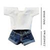 1/12 Scale Casual Wear Set with Jean Shorts and Top for 6 Inch Female Dolls Action Figure Clothing- Blue Pants view 2
