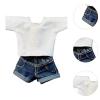 1/12 Scale Casual Wear Set with Jean Shorts and Top for 6 Inch Female Dolls Action Figure Clothing- Blue Pants view 4