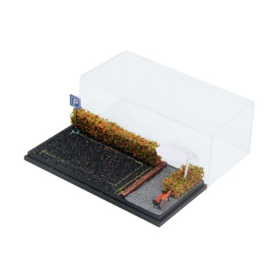 1/64 Vehicle Model Display Case Parking Lot Scene Diorama with Accessories Dustproof Cover for Diecast Cars Tiny Figures 4.72x2.28x1.93inch- Red Flower Shrub