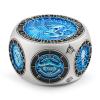 DNDND Unique Hexagonal Spinner Metal Dice, 8-in-1 DND Dice with Dual D20 Monster Themed Dice Set for DND Dungeons and Dragons, Dungeon Masters with Collectible Gift Tin (Silver with Blue) view 1
