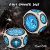 DNDND Unique Hexagonal Spinner Metal Dice, 8-in-1 DND Dice with Dual D20 Monster Themed Dice Set for DND Dungeons and Dragons, Dungeon Masters with Collectible Gift Tin (Silver with Blue) view 3