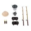1/12 Dollhouse Miniature Fishing Tool Set 9pcs Metal Keg Beer Bottles Outdoor Scene Decor view 3