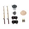 1/12 Dollhouse Miniature Fishing Tool Set 9pcs Metal Keg Beer Bottles Outdoor Scene Decor view 4