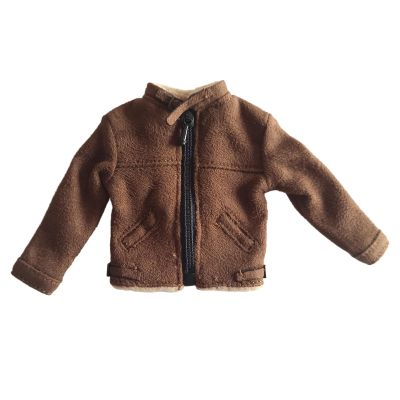 1:12 Scale Jacket for Male Figures, Doll Clothes for 6 Inch Model, Miniature Zipper Jacket Action Figure Accessories- Coffee Color
