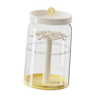 360 Degree Rotating Figure Display Case with Dustproof Cover for Collectibles Action Figures Pendants 8.46x14.57 inch- Creamy Yellow
