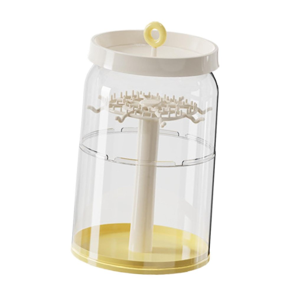 360 Degree Rotating Figure Display Case with Dustproof Cover for Collectibles Action Figures Pendants 8.46x14.57 inch- Creamy Yellow