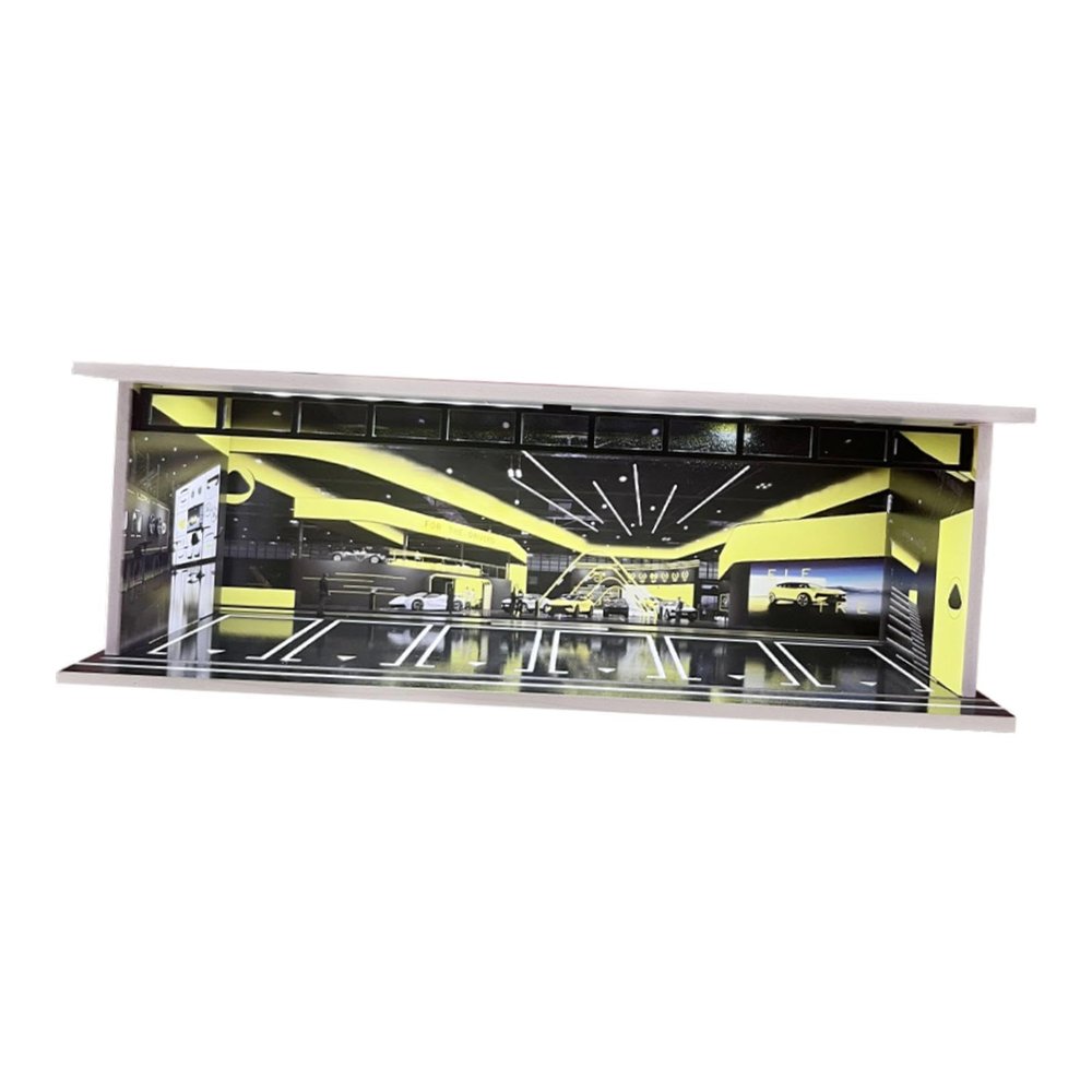 1/64 Scale Model Car Display Case with Parking Garage Diorama Scene DIY Assembly Toy Car Storage Box 11.81x5.31x4.13inch- Style B