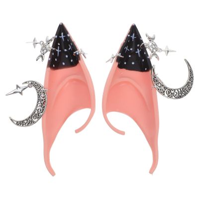 Toyvian Elf Fairy Ears with Earrings, Pointed Ears Halloween Fairy Pixie Soft Pointed for Halloween Vampire Cosplay Plastic Fake Pixie Tips Costume Accessories Multi