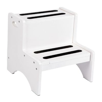 2 Step Stool for Kids Bathroom Non Slip Multifunctional Easy to Clean Sturdy Lightweight Bedside Step Stool 13.39x13.39x12.99 inch- White