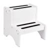 2 Step Stool for Kids Bathroom Non Slip Multifunctional Easy to Clean Sturdy Lightweight Bedside Step Stool 13.39x13.39x12.99 inch- White view 2