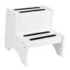 2 Step Stool for Kids Bathroom Non Slip Multifunctional Easy to Clean Sturdy Lightweight Bedside Step Stool 13.39x13.39x12.99 inch- White view 4