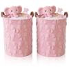 Blushtier 2 Pcs Pink Bow Laundry Hamper Girls Room Decor Coquette Pink Bow Plush Faux Fur Basket Kids Large Storage Basket Collapsible Organize Bins for Gifts Toys Blanket Clothes Nursery Bedroom view 1