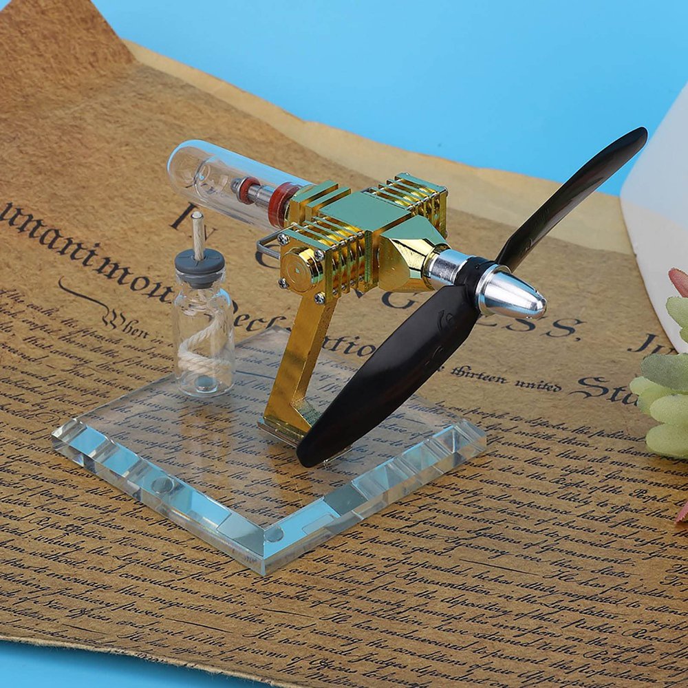 Qudinip Stirling Engine, Hot Toy with Aircraft Propeller for Science Experiment, Teaching, Children's Projects, Gifts