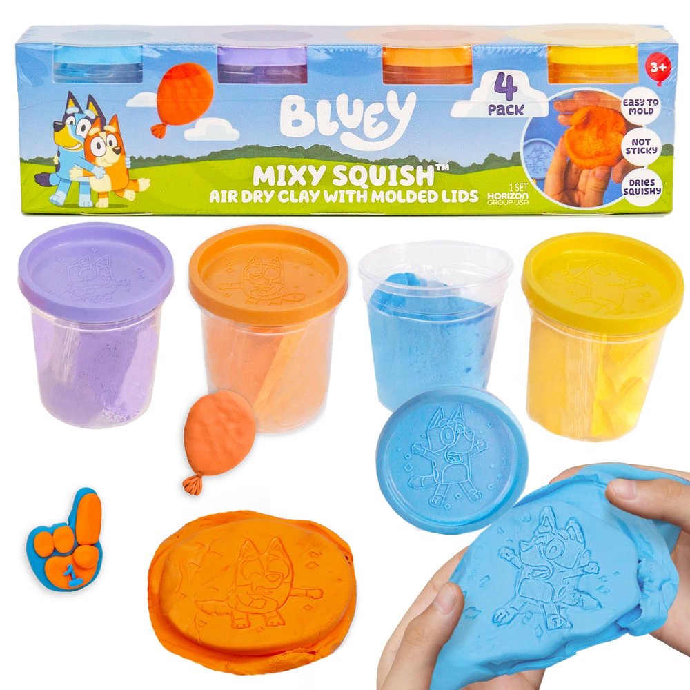 Bluey Mixy Squish Air-Dry Clay with Molded Lids, 4-Pack