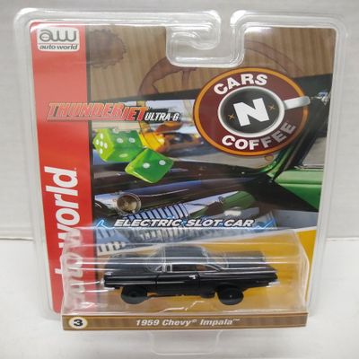 Auto World SC408-3B Cars'N Coffee 1959 Impala HO Scale Electric Slot Car - Flat Black