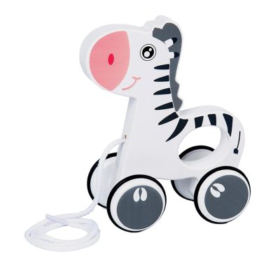 Wooden Pull Along Toy Zebra Push and Pull Toy for Toddlers Motor Skills Development Walking Toy for Kids Boys Girls Birthday Gift