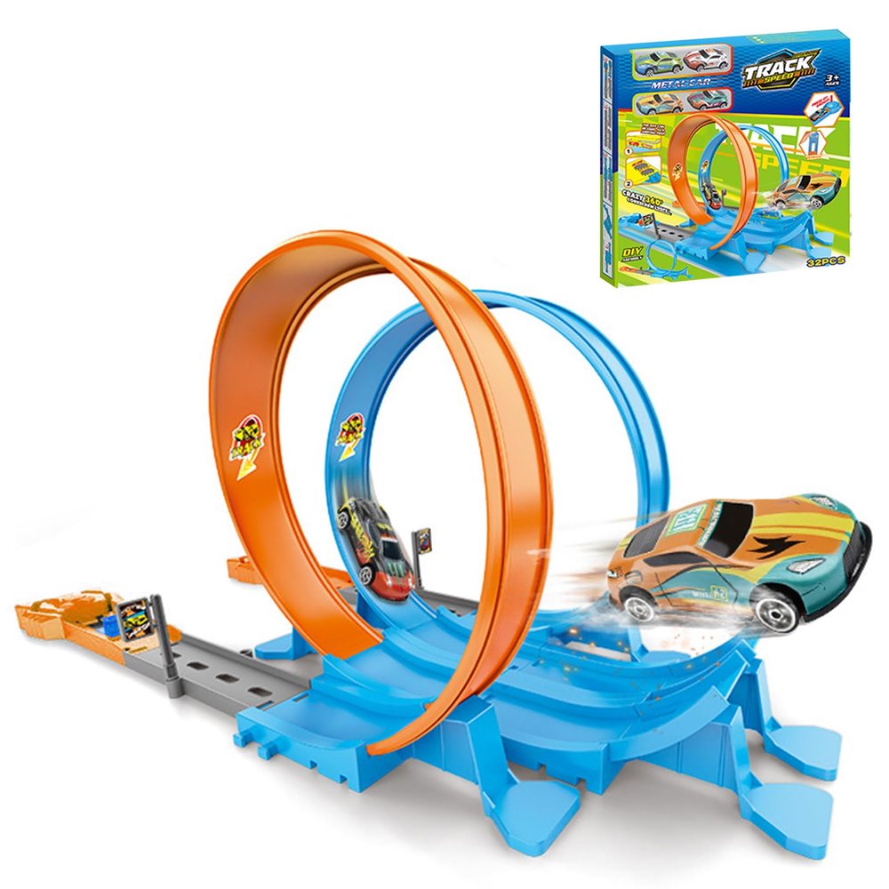 Boys Race Track Sets | Race Car Track for Boys and Kids - Wall-Climbing Kit Safe Play for Home Travel Party Indoor Birthday Outdoor Toddler Activity