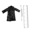 1/12 Scale Male Action Figure Trench Coat - Black PU Leather Miniature Overcoat for 6 inch Collectible Dolls view 2