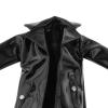 1/12 Scale Male Action Figure Trench Coat - Black PU Leather Miniature Overcoat for 6 inch Collectible Dolls view 4