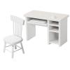 1:12 Miniature Computer Desk and Chair Set Wood Office Desk and Chair Modern Study Table and Chairs Model Set Ornaments Scene view 1