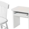 1:12 Miniature Computer Desk and Chair Set Wood Office Desk and Chair Modern Study Table and Chairs Model Set Ornaments Scene view 2