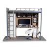 1/12 Scale Dollhouse University Dormitory Furniture Set with Bed, Desk Chair, Computer and Miniature Accessories view 1